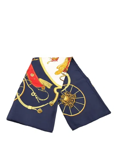 Pre-owned Hermes 20th Century Springs Silk Scarf 90 Scarves In Blue