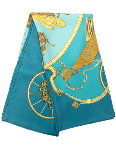 Pre-owned Hermes 20th Century Springs Silk Scarf 90 Scarves In Blue