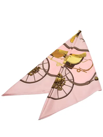 Pre-owned Hermes 20th Century Springs Silk Scarf Scarves In Pink