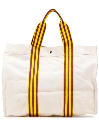 Pre-owned Hermes 20th Century Toile Bora Bora Gm Tote Bag