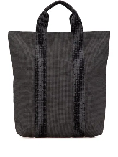 Pre-owned Hermes 20th Century Toile Herline Cabas Tote Bag In Grey
