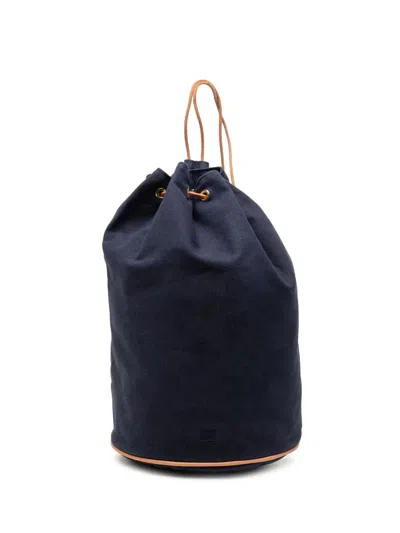 Pre-owned Hermes 20th Century Toile Polochon Mimile Backpack In Blue