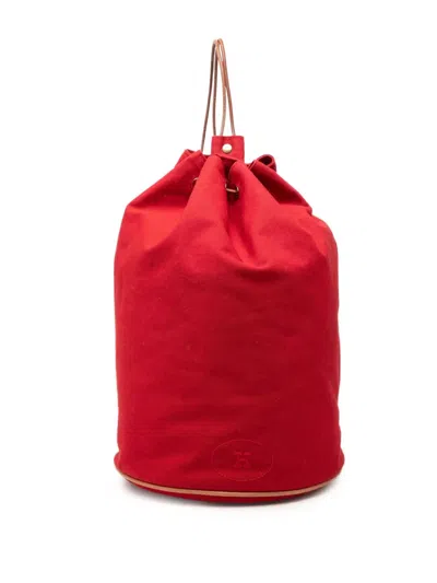 Pre-owned Hermes 20th Century Toile Polochon Mimile Backpack In Red