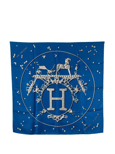 Pre-owned Hermes 20th Century Vif Argent Silk Scarf Scarves