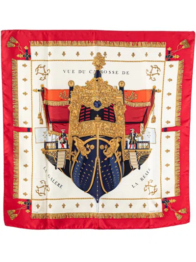 Pre-owned Hermes 20th Century Vue Du Carosse De La Galere La Reale Silk Scarf Scarves