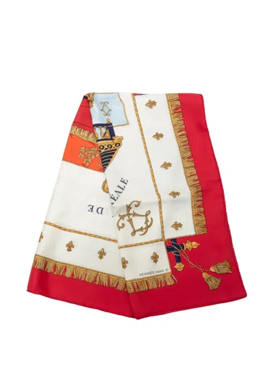 Pre-owned Hermes 20th Century Vue Du Carrosse De La Galere La Reale Silk Scarf 90 Scarves In Red