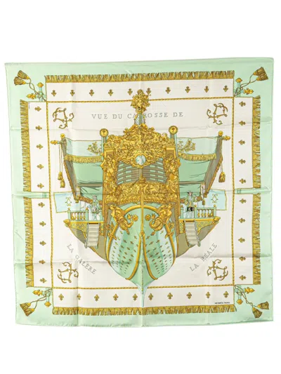 Pre-owned Hermes 20th Century Vue Du Carrosse De La Galere La Reale Silk Scarf Scarves