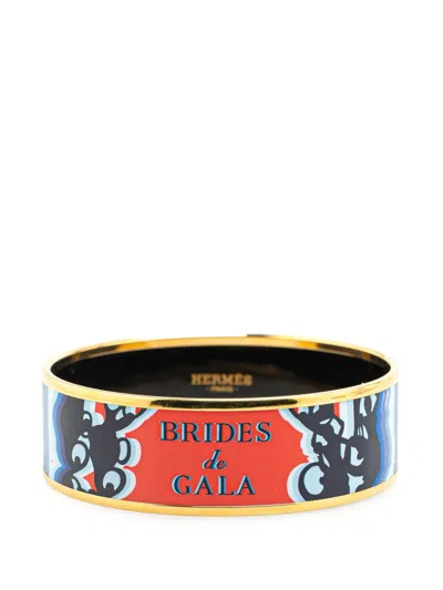 Pre-owned Hermes 20th Century Wide Brides De Gala Shadow Enamel Bangle 65 Costume Bracelet In Red