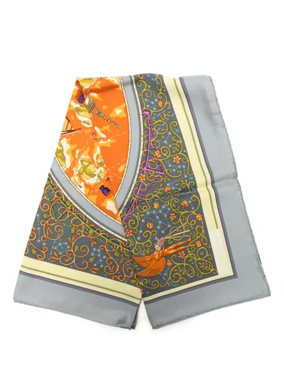Pre-owned Hermes 20th Century Www..com Silk Scarf 90 Scarves In Orange