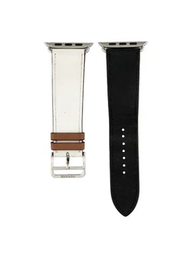 Pre-owned Hermes 23mm Single Tour Watch Strap. In Black/white