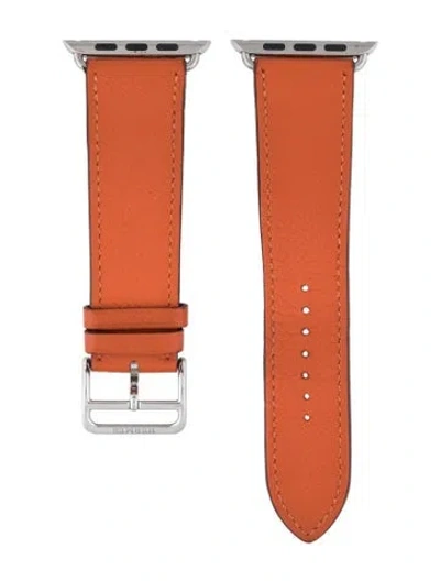 Pre-owned Hermes 23mm Single Tour Watch Strap. In Orange