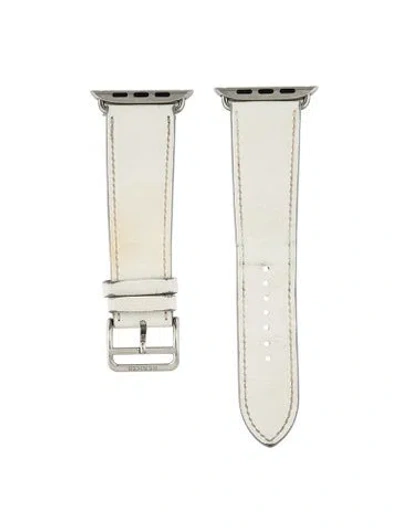 Pre-owned Hermes 23mm Single Tour Watch Strap. In White