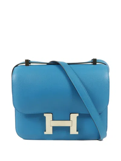 Pre-owned Hermes 24 Constance Shoulder Bag In Blue