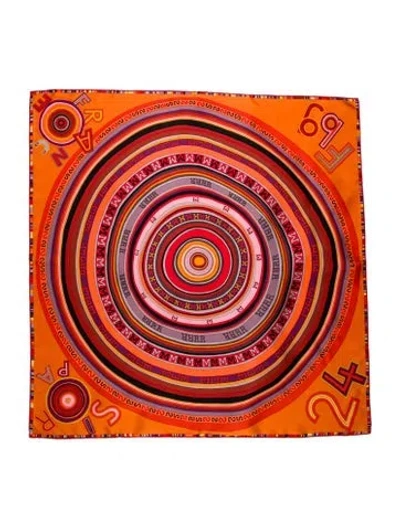 Pre-owned Hermes 24 Fbg Paris France Silk Scarf In Orange