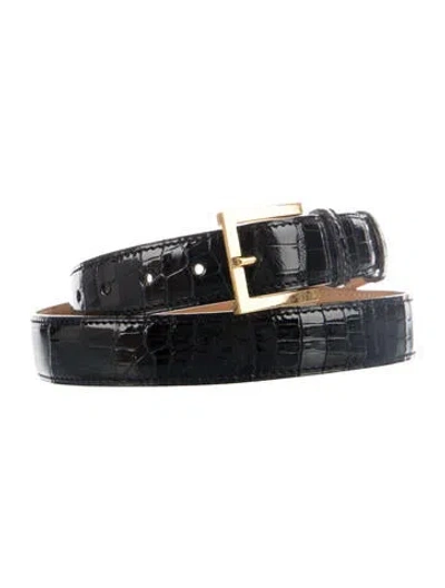 Pre-owned Hermes 24 Mm Vintage Belt Strap Belt In Black