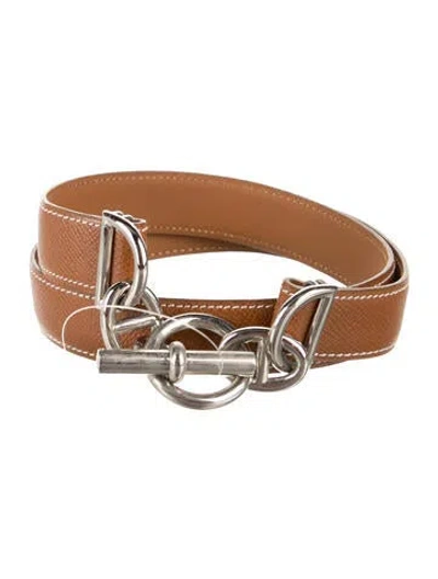 Pre-owned Hermes 24 Mm Vintage Cargo Belt In Neutral