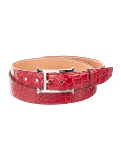 Pre-owned Hermes 24 Mm Vintage H Belt In Red