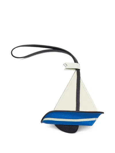 Pre-owned Hermes 24 Sail Epsom Bag Charm In Blue