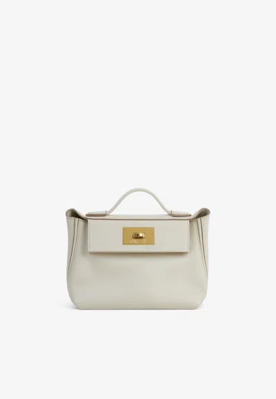 Hermes 24/24 21 In Beton Swift And Evercolor Leather With Palladium Hardware In Gray