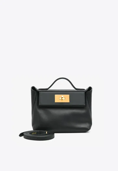 Hermes 24/24 - 21 In Black Volupto Leather With Gold Hardware