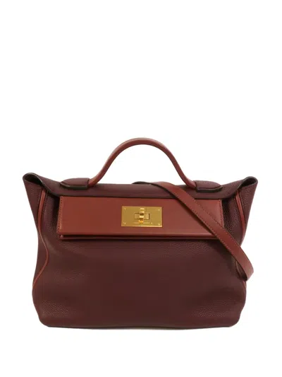 Pre-owned Hermes 24/24 Leather Tote Bag In Red