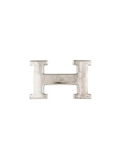 Pre-owned Hermes 24mm H Belt Buckle In Silver