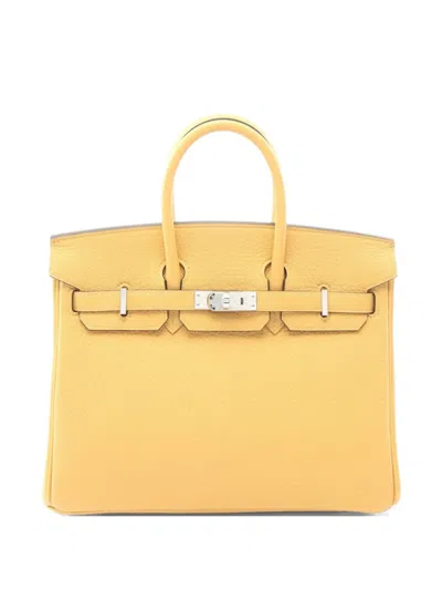 Pre-owned Hermes 25 Birkin Tote Bag In Yellow