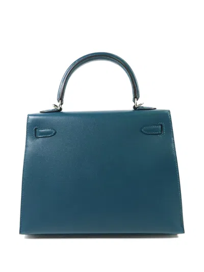 Pre-owned Hermes 25 Kelly Madame Tote Bag In Blue