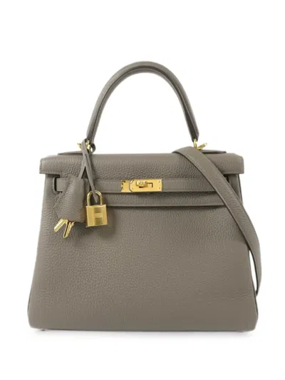 Pre-owned Hermes 25 Kelly Tote Bag In Gray