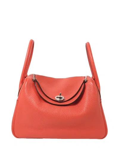 Pre-owned Hermes 26 Lindy 26 Tote Bag In Orange