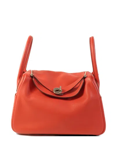 Pre-owned Hermes 26 Lindy Swift-leather Tote Bag In Red