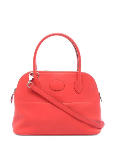 Pre-owned Hermes 27 Bolide Detachable Strap Handbag In Red