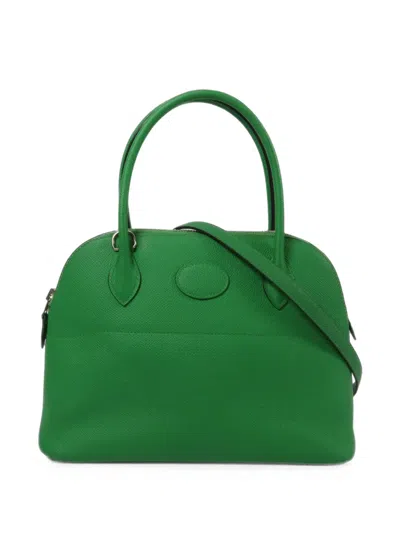 Pre-owned Hermes 27 Bolide Tote Bag In Green