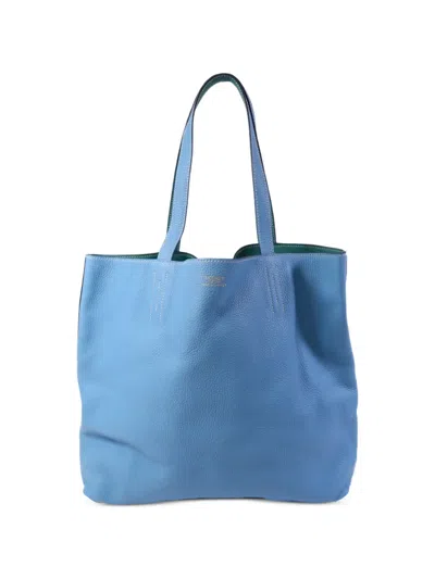 Pre-owned Hermes 28 Double Sens Tote Bag In Blue