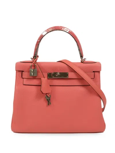 Pre-owned Hermes 28 Kelly Leather Tote Bag In Pink