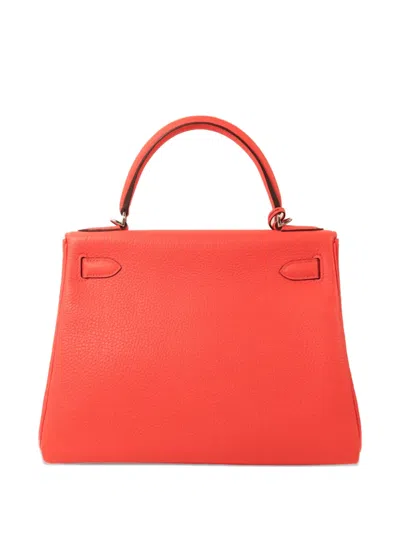 Pre-owned Hermes 28 Kelly Taurillon Clemence-leather Tote Bag In Red