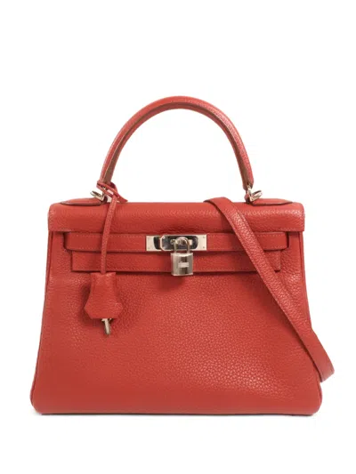 Pre-owned Hermes 28 Kelly Togo Tote Bag In Red
