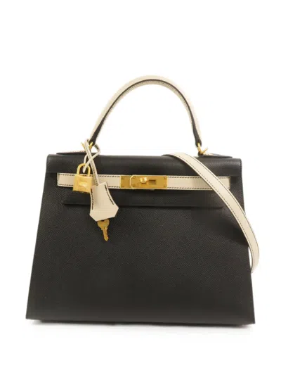 Pre-owned Hermes 28 Kelly Tote Bag In Black