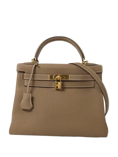 Pre-owned Hermes 28 Kelly Tote Bag In Neutral