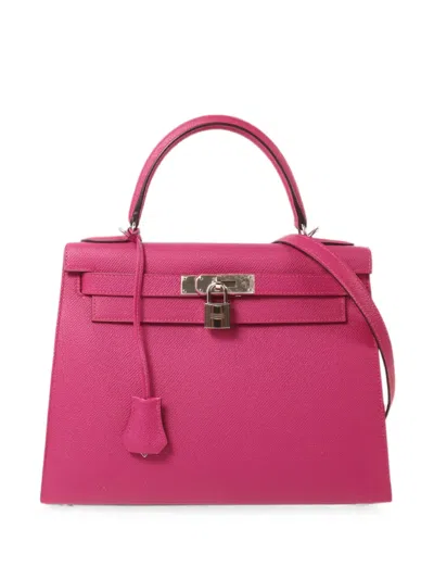 Pre-owned Hermes 28 Kelly Tote Bag In Purple