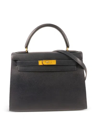 Pre-owned Hermes 28 Kelly Two-way Handbag In Blue