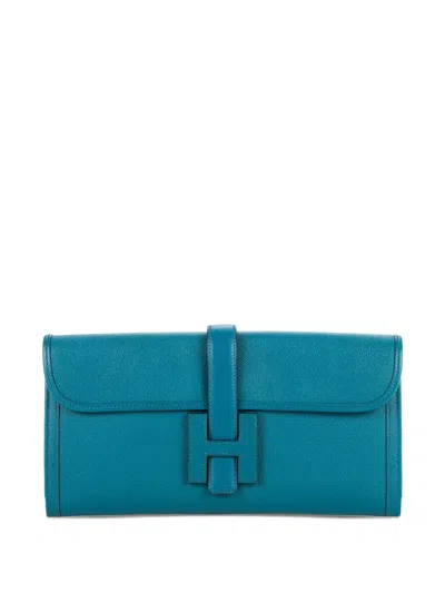 Pre-owned Hermes 29 Jige Elan Clutch Bag In Blue