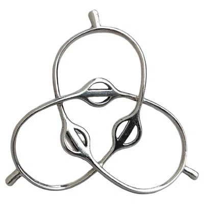 Pre-owned Hermes Hermès 3 Spurs Shaped Silver Brooch Lapel Pin Texas Horse Equestrian In Multi