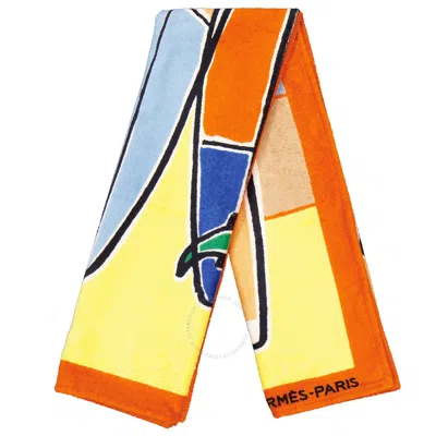 Pre-owned Hermes 3 Surfs Beach Towel In Yellow/orange