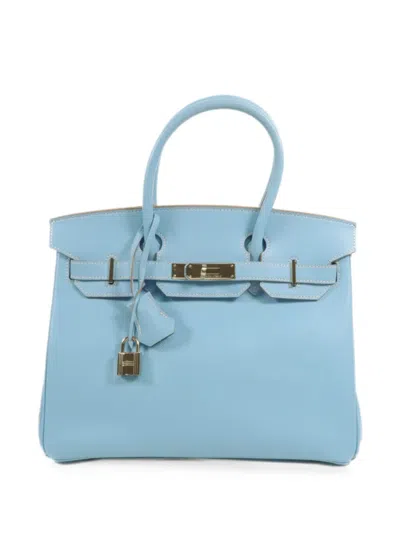 Pre-owned Hermes 30 Birkin Handbag In Blue