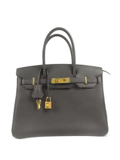 Pre-owned Hermes 30 Birkin Togo Tote Bag In Black