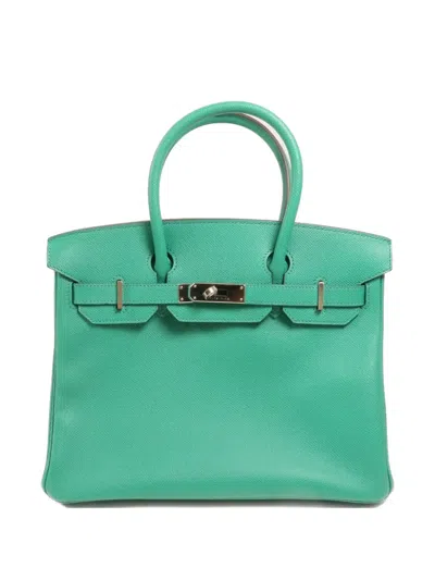 Pre-owned Hermes 30 Birkin Tote Bag In Green
