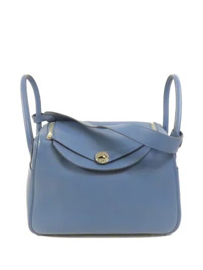 Pre-owned Hermes 30 Lindy Tote Bag In Blue