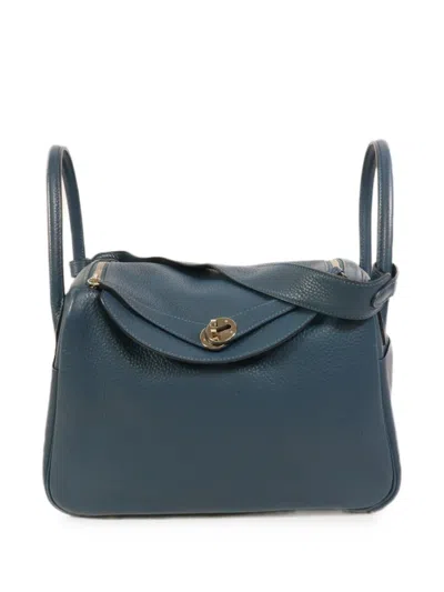 Pre-owned Hermes 30 Lindy Tote Bag In Blue