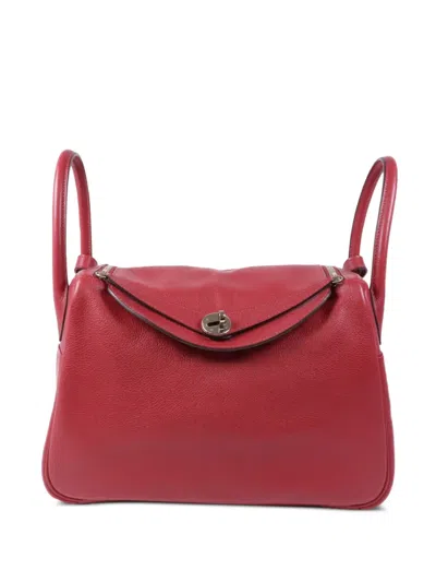 Pre-owned Hermes 30 Lindy Two-way Handbag In Red